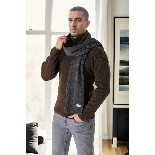 Dewberry 49766 Knitted Mens Scarf-ANTHRACITE Slike