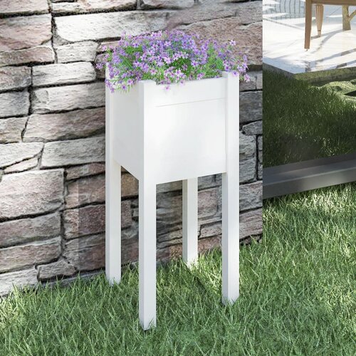 VidaXL Vrtno cvetlično korito belo 31x31x70 cm trdna borovina Slike