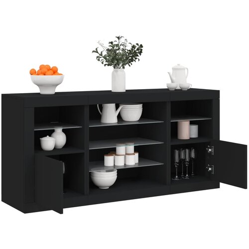 The Living Store Komoda z LED lučkami črna 142,5x37x67 cm - Komoda, (21835515) Cene