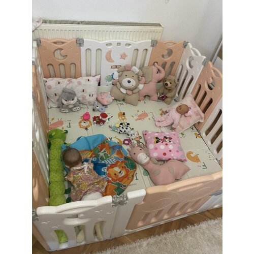 Feelkids Sklopiva ogradica Sovica – Roze/Kajsija + bela ( 13822 ) Slike