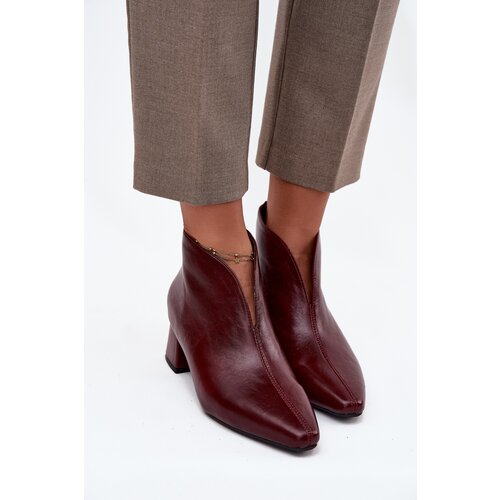 Boto Eco Leather Women&amp;#039;s Ankle Boots Heeled Bordeaux Rylina Slike