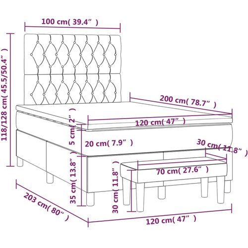  s oprugama i madracem krem 120 x 200 cm od tkanine Slike