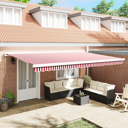 vidaXL ručna uvlačiva tenda crveno-bijela pruga 500x300 cm Cijene