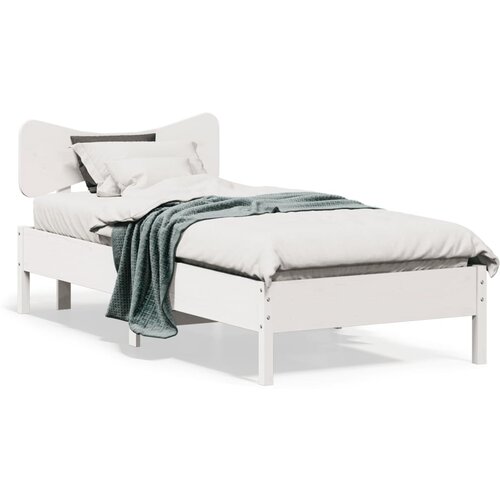 VidaXL Okvir kreveta bez madraca bijeli 75 x 190 cm masivna borovina Slike