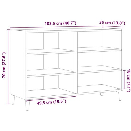 VidaXL Komoda boja starog drva 103,5 x 35 x 70 cm konstruirano drvo Slike