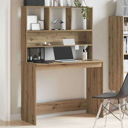 vidaXL Pisalna miza s policami artisian hrast 102x45x148 cm inž. les Cene