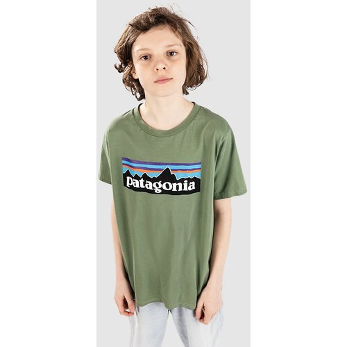 Patagonia P-6 Logo Kids T-shirt terrain green Slike