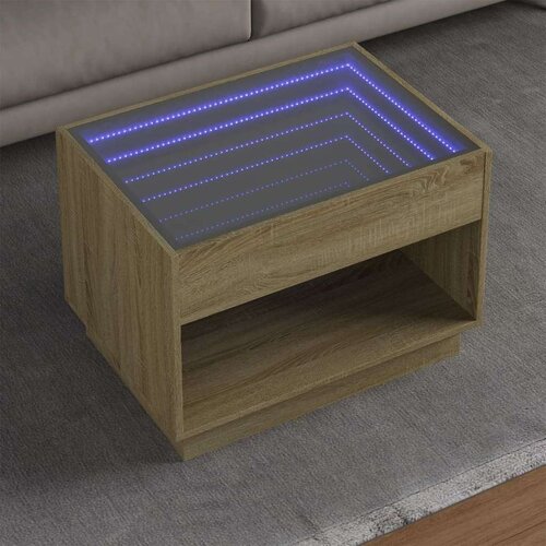  Stolić s beskonačnim LED svjetlima boja hrasta 70x50x50 cm Cijene