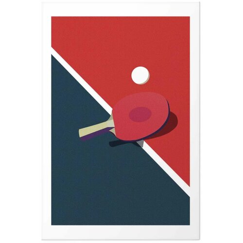 Plakat - Table Tennis - Ball and Racket on a Table 60x90 Bez okvira s margom Slike