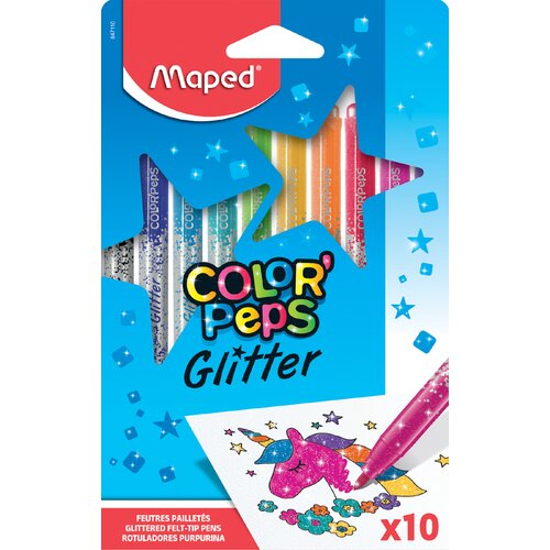 Maped ble&amp;scaron;čeča vlaknasta pisala COLOR, PEPS, kartonska &amp;scaron;katla 10 kom, (21655597) Slike