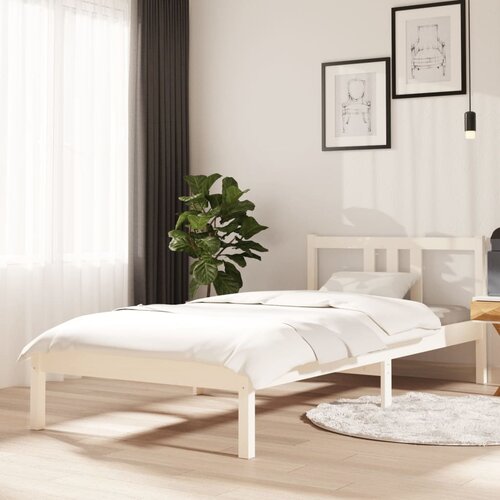 The Living Store Posteljni okvir bel iz trdnega lesa 90x200 cm - Posteljni Okvir, (21528294) Slike