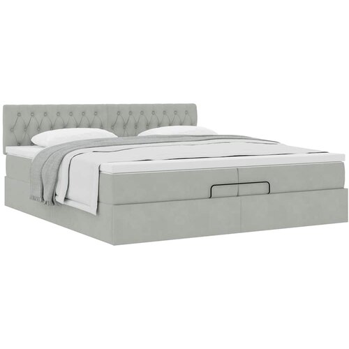  Ottoman krevet s madracem svijetlo sivi 200x200 cm bar&amp;scaron;un Slike