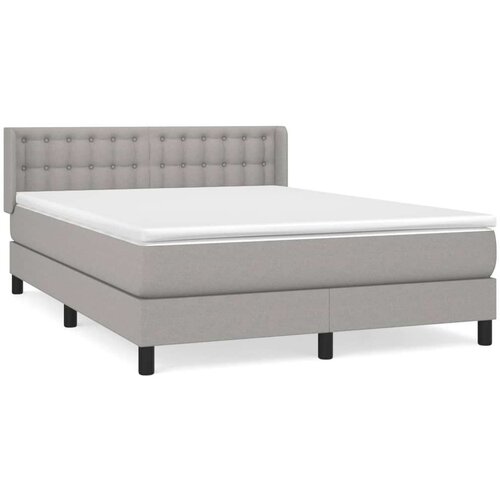  Krevet s oprugama i madracem svjetlosivi 140x190 cm od tkanine Slike