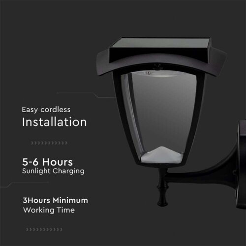  LED solarna zidna lampa LED/2W/3,7V 3000/6000K IP65 2200 mAh crna Slike