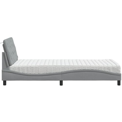  Krevet s madracem svjetlosivi 100x200 cm od tkanine Slike