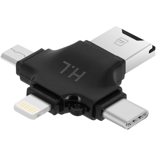 AVIZAR 4 v 1 citalec kartic USB-C / Lightning / Micro-USB / USB Micro-SD - crn, (21123552) Cene