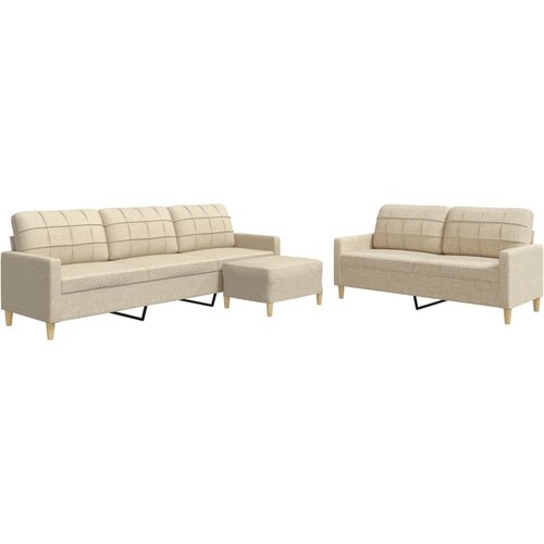 VidaXL 3-dijelni set sofa s tabureom krem od tkanine Slike