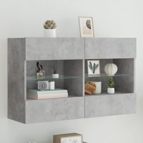 VidaXL Stenska TV omarica z LED lučkami betonsko siva 98,5x30x60,5 cm Slike