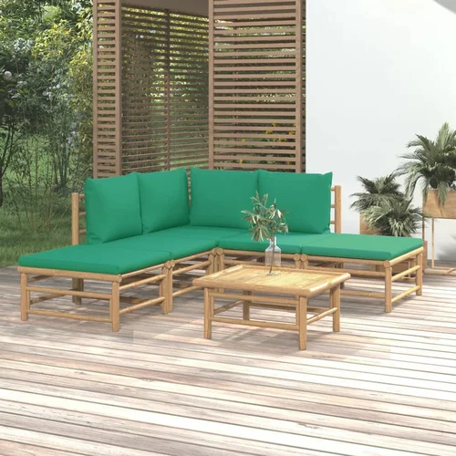  sedežna garnitura 6-delna z zelenimi blazinami bambus