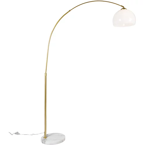 QAZQA Moderna medeninasta obločna svetilka z belim senčnikom - Arc Basic