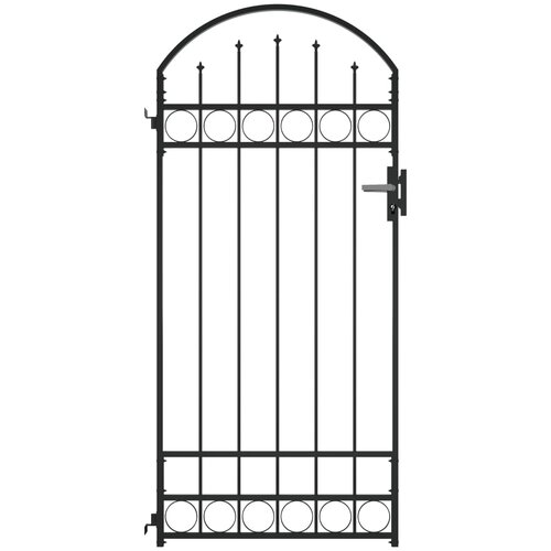 VidaXL Vrata za ogradu s lučnim vrhom čelična 89 x 200 cm crna Slike