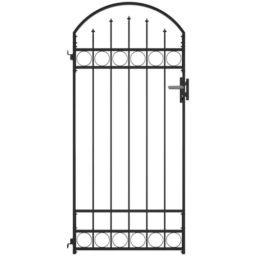 vidaXL Vrata za ograjo zaobljena jeklo 89x200 cm črna