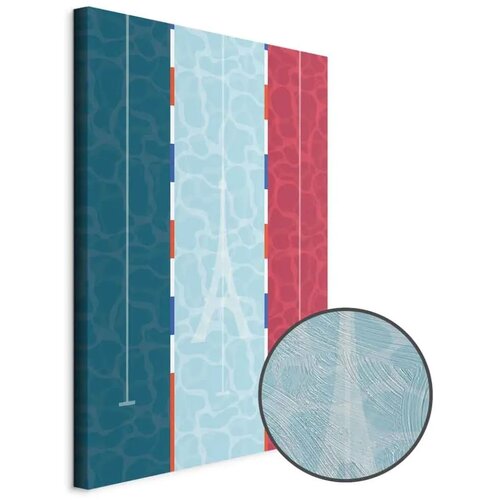 Slika - Graphic Illustration of a Swimming Pool Against the Backdrop of the French Flag 60x90 Premium Print Cene