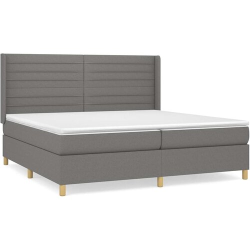 Krevet s oprugama i madracem tamnosivi 200 x 200 cm od tkanine Slike