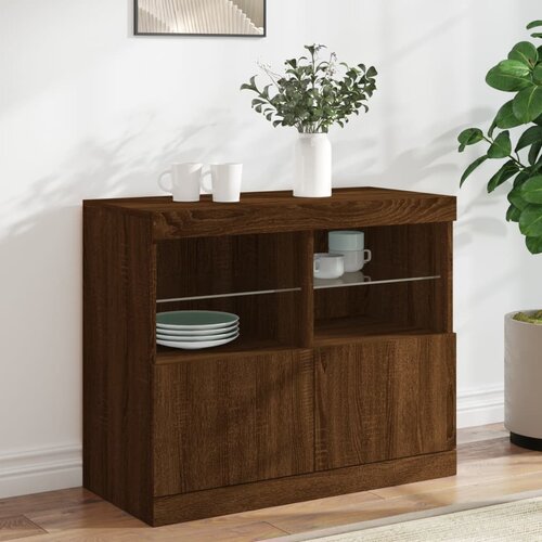  The Living Store Komoda z LED lučkami rjav hrast 81x37x67 cm - Komoda, (21442425) Slike