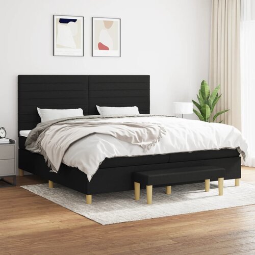 vidaXL Box spring postelja z vzmetnico črn 200x200 cm blago Cene
