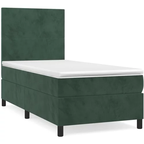 vidaXL Box spring postelja z vzmetnico temno zelena 80x200 cm žamet, (20901258)