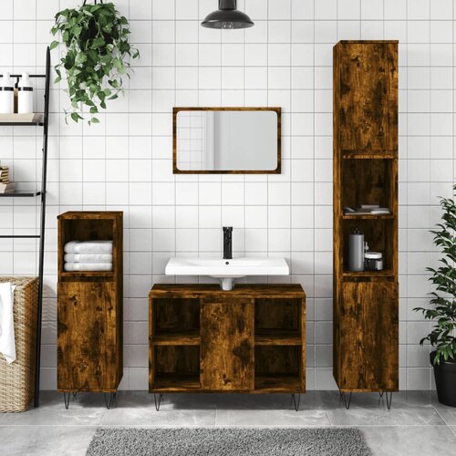 vidaXL Kupaonski ormarić dimljeni hrast 30x30x100 cm konstruirano drvo Cijene