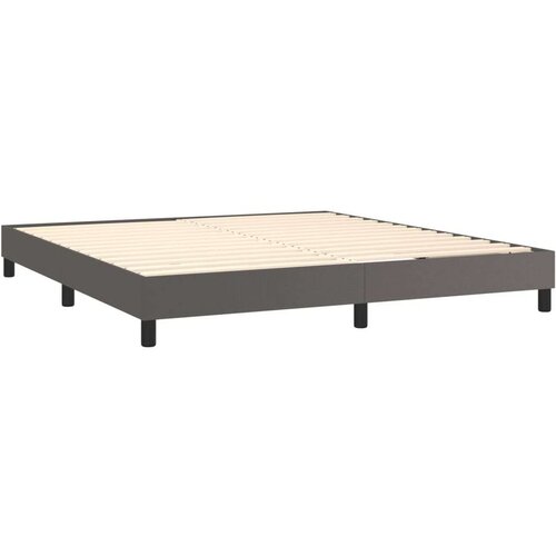  Krevet s oprugama i madracem sivi 160x200 cm od umjetne kože Slike