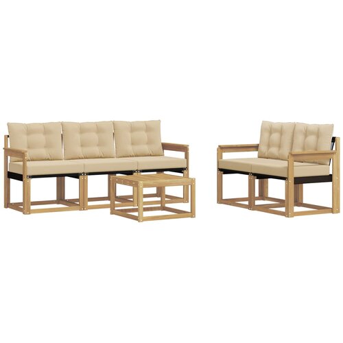vidaXL Zunanja garnitura za sedenje z blazino 6 pcs Bela in bež, (5000281205) Cene