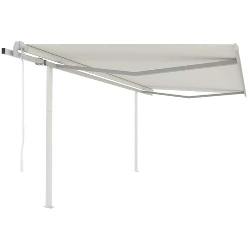 vidaXL Automatska tenda na uvlačenje sa stupovima 4 x 3 5 m krem Cene