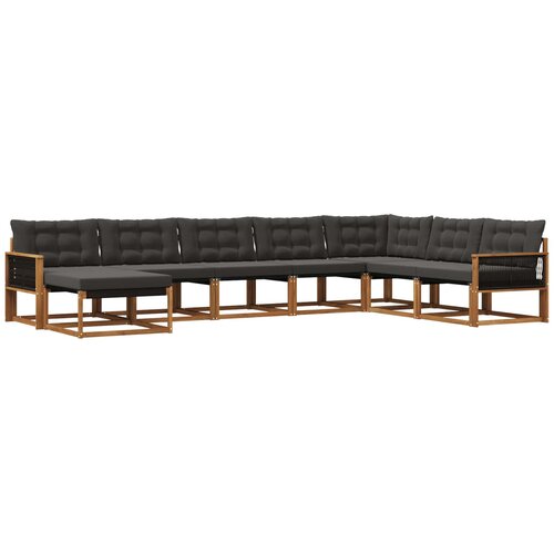 vidaXL Zunanja garnitura za sedenje z blazino 8 pcs Naravna in črna, (5000273265) Cene