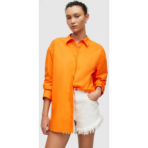 AllSaints Bombažna srajca Sasha ženska, oranžna barva
