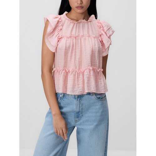 Reserved Bluza od mješavine viskoze - boja breskve Cene