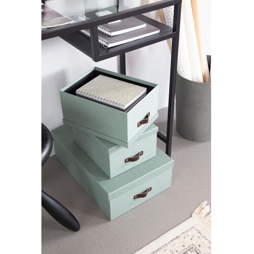 Bigso Box of Sweden Mentolno zelene kartonaste &amp;scaron;katle s pokrovom za shranjevanje v kompletu 3 ks 31x47x15 cm Inge &amp;ndash; Slike