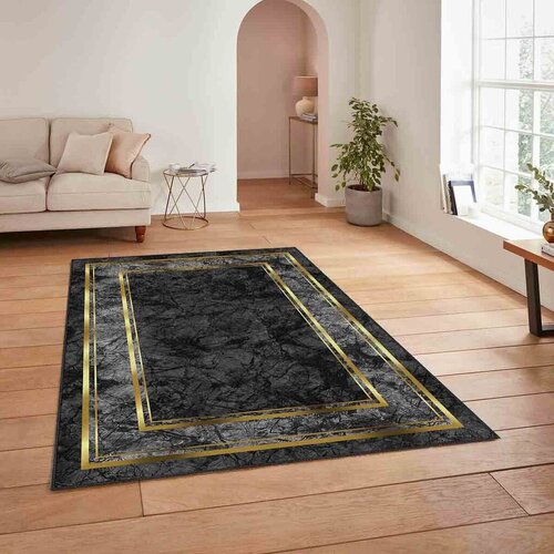 Conceptum Hypnose Tepih HM-CRP25-38, Pravougaoni, 160x230 cm, Crno-zlatne boje Cene