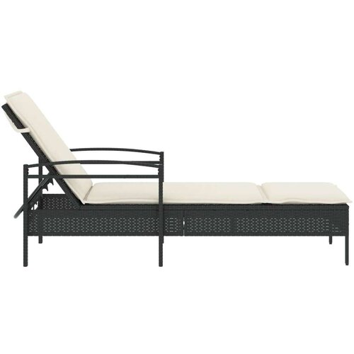  Ležaljka za sunčanje s jastukom crna 63x200x81 cm poliratan Slike