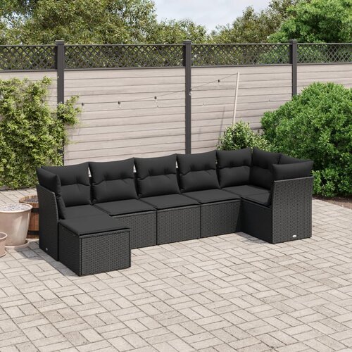 vidaXL 7-dijelni set vrtnih sofa od poliratana s jastucima crni Cijene