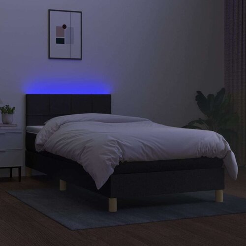 vidaXL Krevet box spring s madracem LED crni 90x190 cm od tkanine Cijene