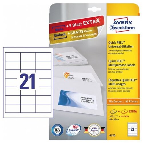 Avery Zweckform Univerzalne etikete 64 x 36 mm, 25/1 Slike