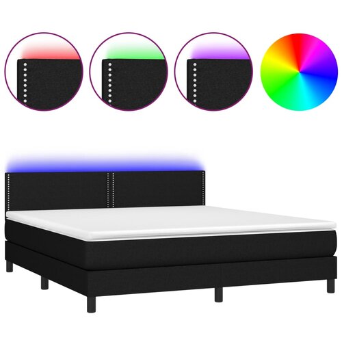 Maison Chic Box spring postelja - Vzmetna postelja z vzmetnico LED črna 160x200 cm blago SL15270, (21905044) Cene