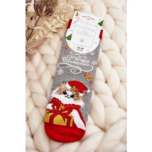 Kesi Women's Christmas Socks with Kitty Grey