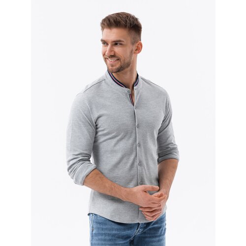 Ombre Men's SLIM FIT shirt in decorative fabric - blue Cijene