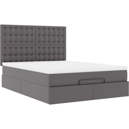 VidaXL otomanski okvir kreveta s madracem sivi 140x200cm umjetna koža Slike