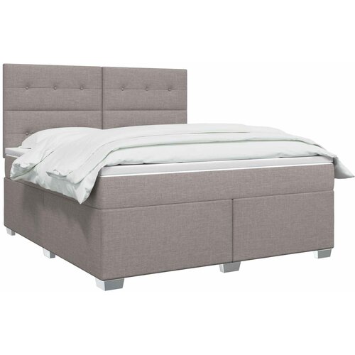  Boxspring krevet s madracem Sivosmeđa 140 x 190 cm Tkanina Smeđesiva 144 x 190 x 140.5 cm Slike