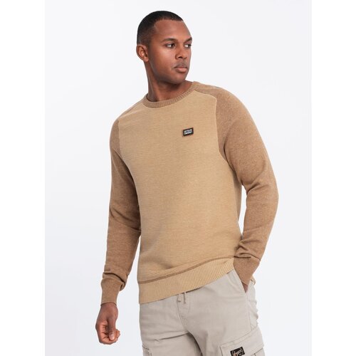 Ombre Knitted men&amp;#039;s RELAXED FIT sweater with patterns - navy blue Slike